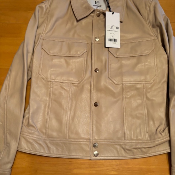 Men’s XL Leather Jacket NEW Never Worn Furniq UK - Picture 1 of 7